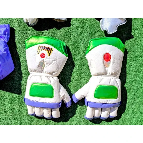 Buzz Lightyear Space Ranger Costume Gloves Toy Story Child+Booties+Hood  EUC - Picture 2 of 7